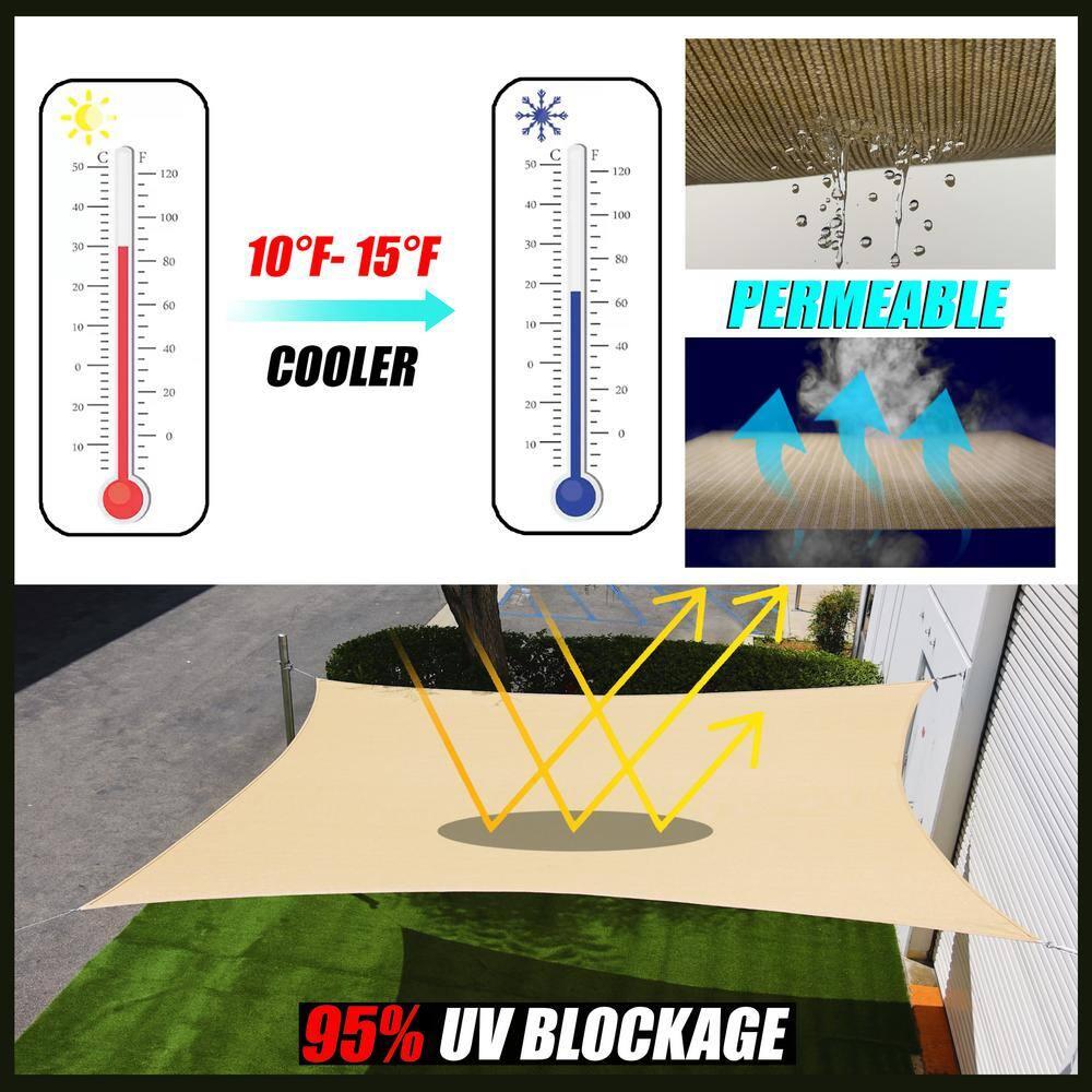 10 ft. x 20 ft. Blue Rectangle Sun Shade Sail Canopy Fabric Cloth