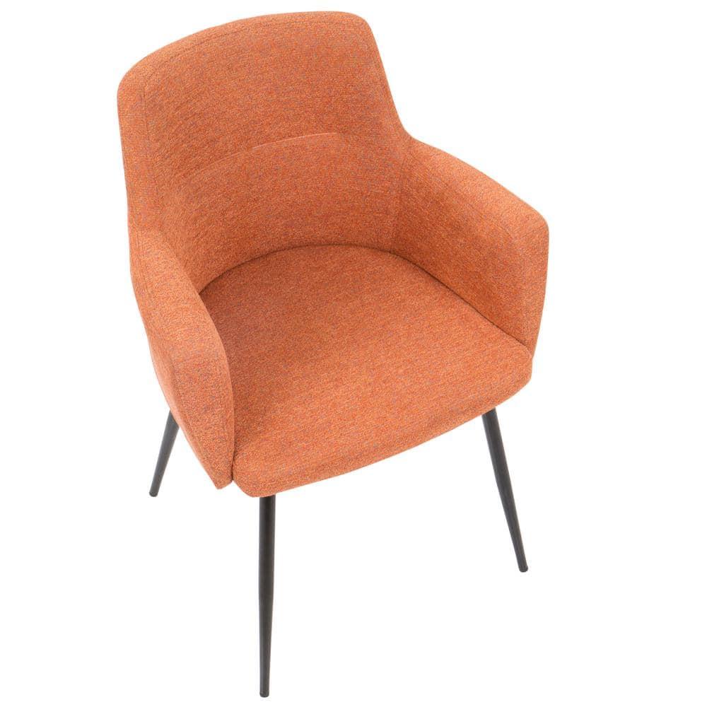 Set of 2 Andrew Contemporary Dining Accent Chairs Orange - Lumisource: Upholstered, Metal Legs, Padded Armrests