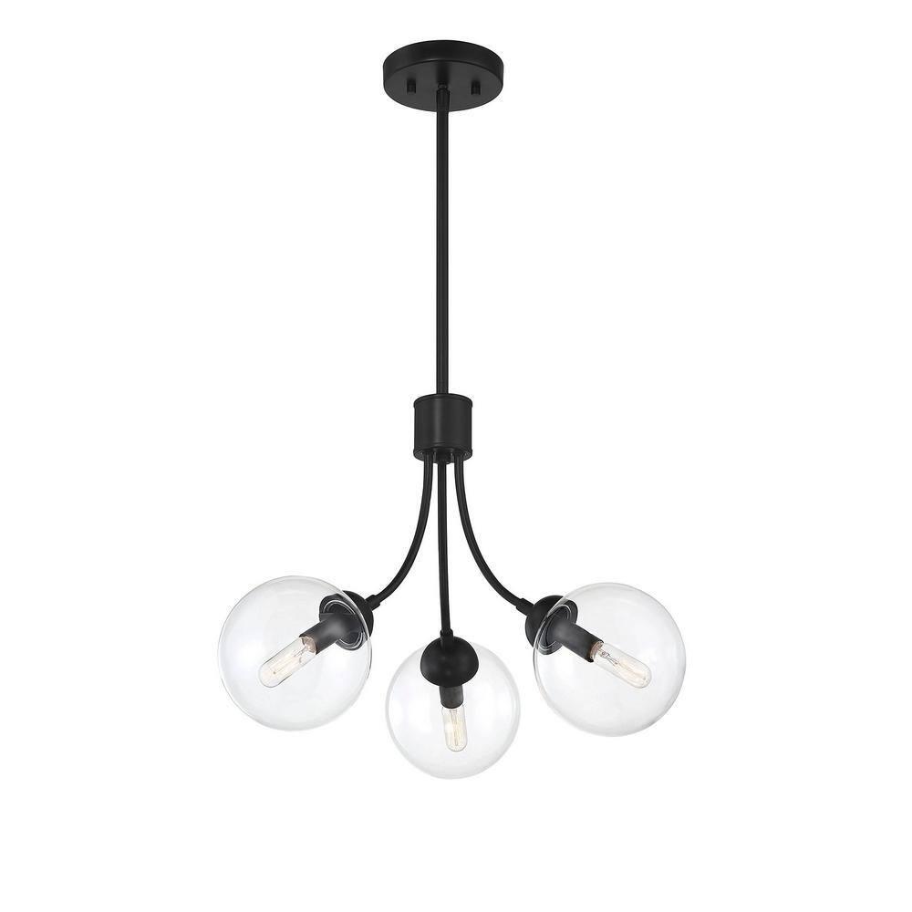 Moonrise 3 Light Metal Dimmable Globe Chandelier