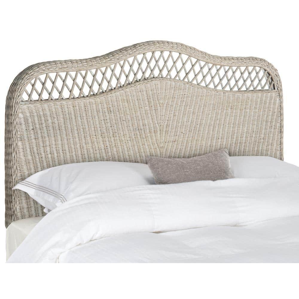 SAFAVIEH Sephina Rustic Coastal Rattan Headboard, Queen, Antique Grey