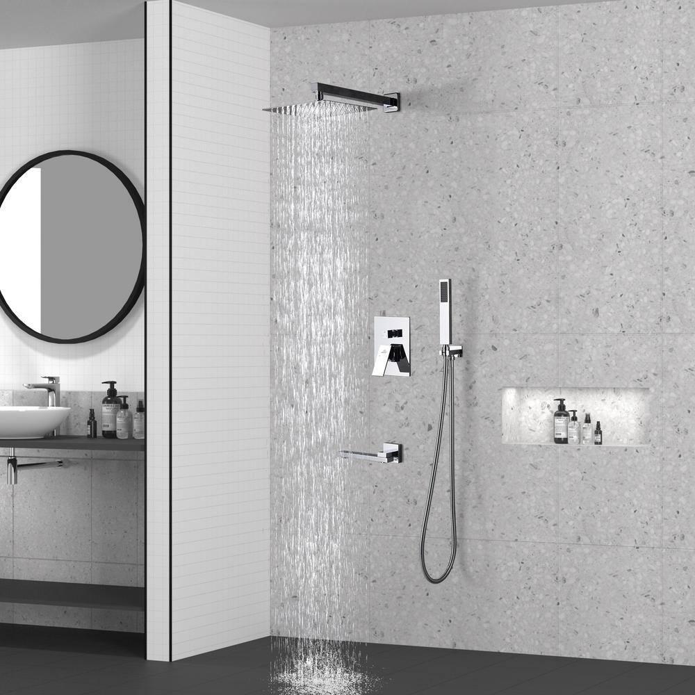 10'' Square Wall Mounted Stainless Steel Rain Shower System