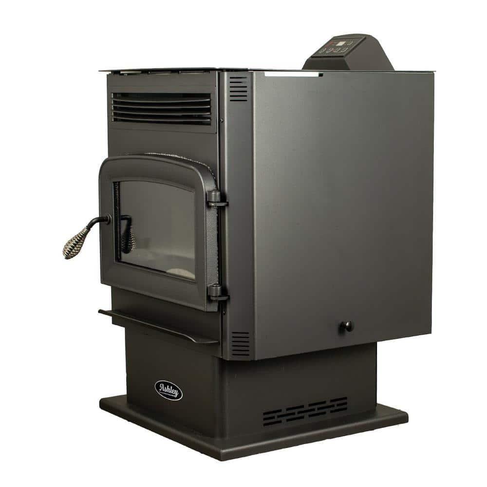 Ashley Black Steel Medium Pedestal Wood Pellet Stove