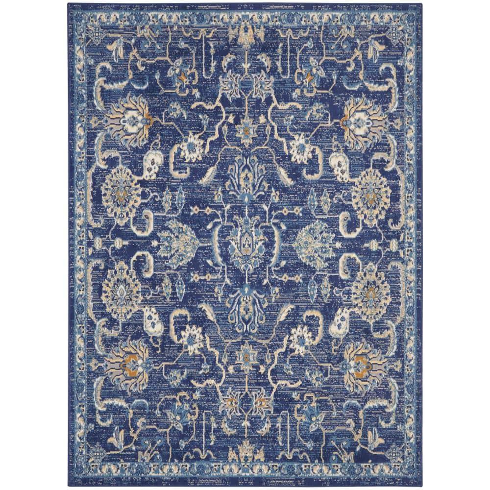 Nourison Grafix 5'3" x 7'3" (5' x 7') Navy Area Rug Persian Traditional Vintage by Nourison