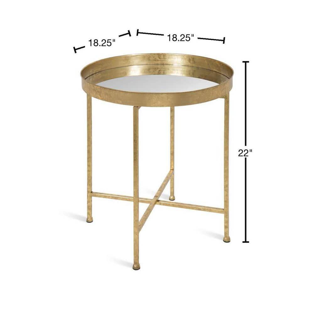 Kate and Laurel Celia Round Metal Side Table, 18.25x18.25x22, Gold and Mirror