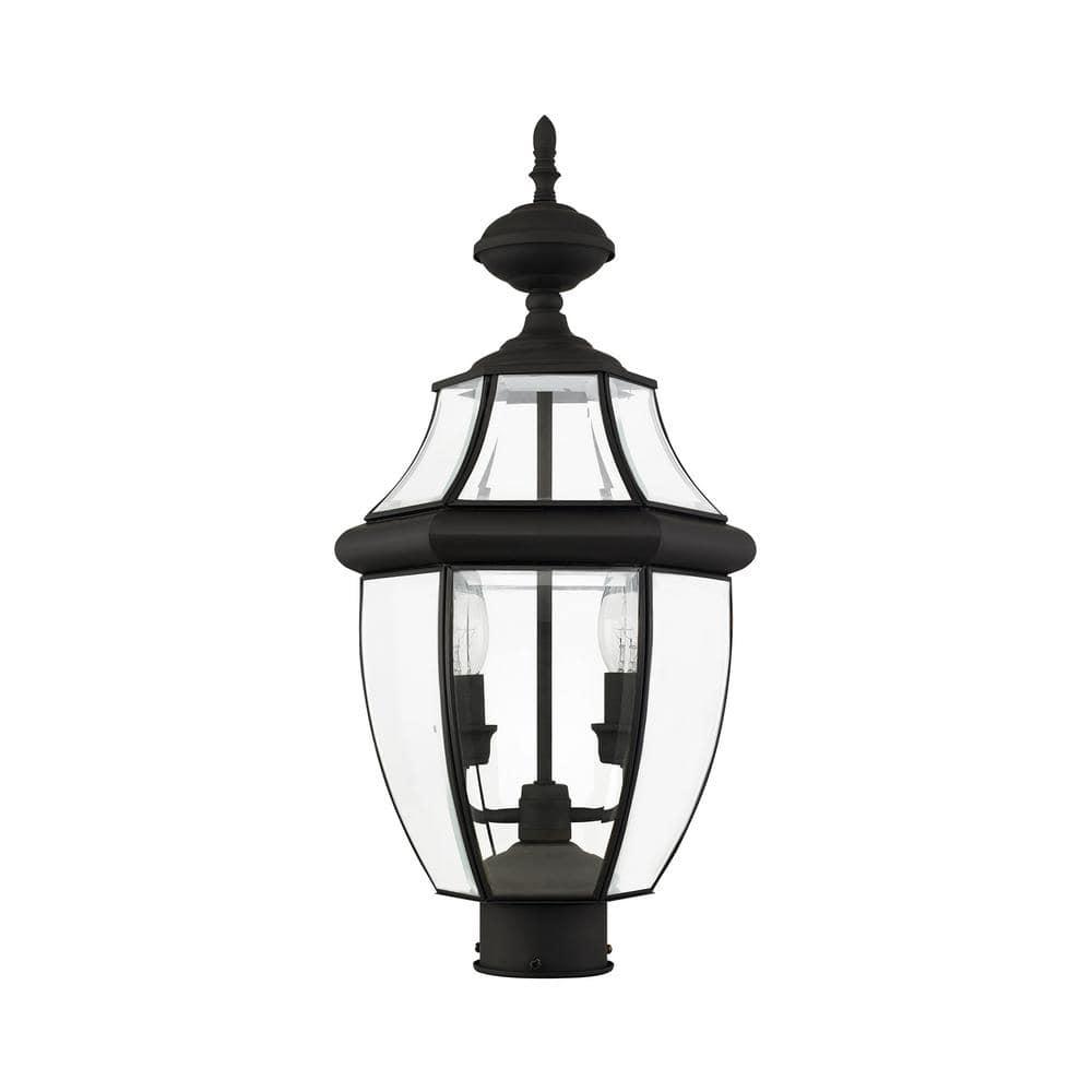 Lighting Lumens 2 Light Verdigris Outdoor Post Lantern Pendant - Clear Beveled Glass Shade