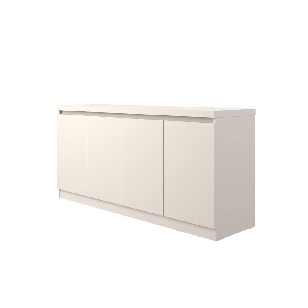 Manhattan Comfort 62.99" Viennese 6 Shelves Buffet Cabinet Off White: Modern Painted Wood Composite Sideboard
