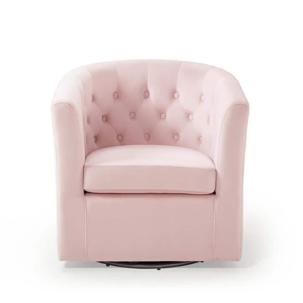 Modway Prospect Tufted Performance Velvet Swivel Armchair in Pink