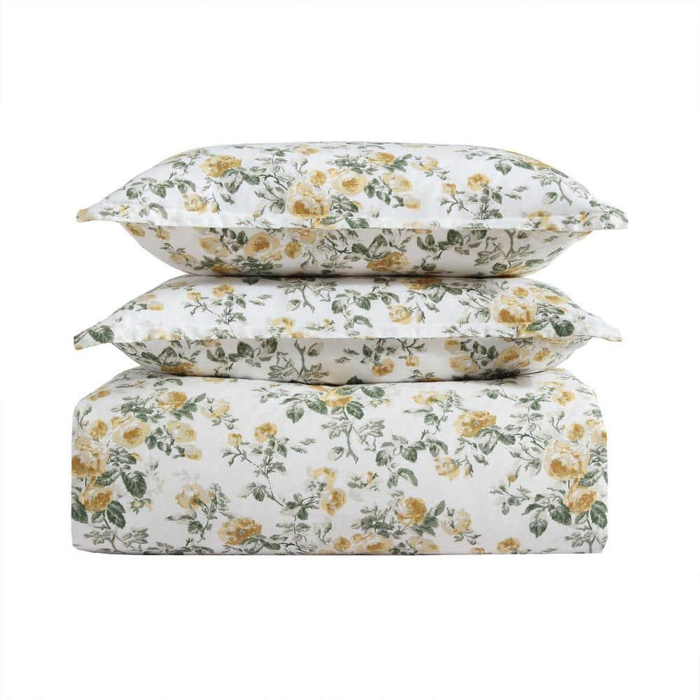 Laura Ashley Roses Cotton Reversible Gold Duvet Cover Set