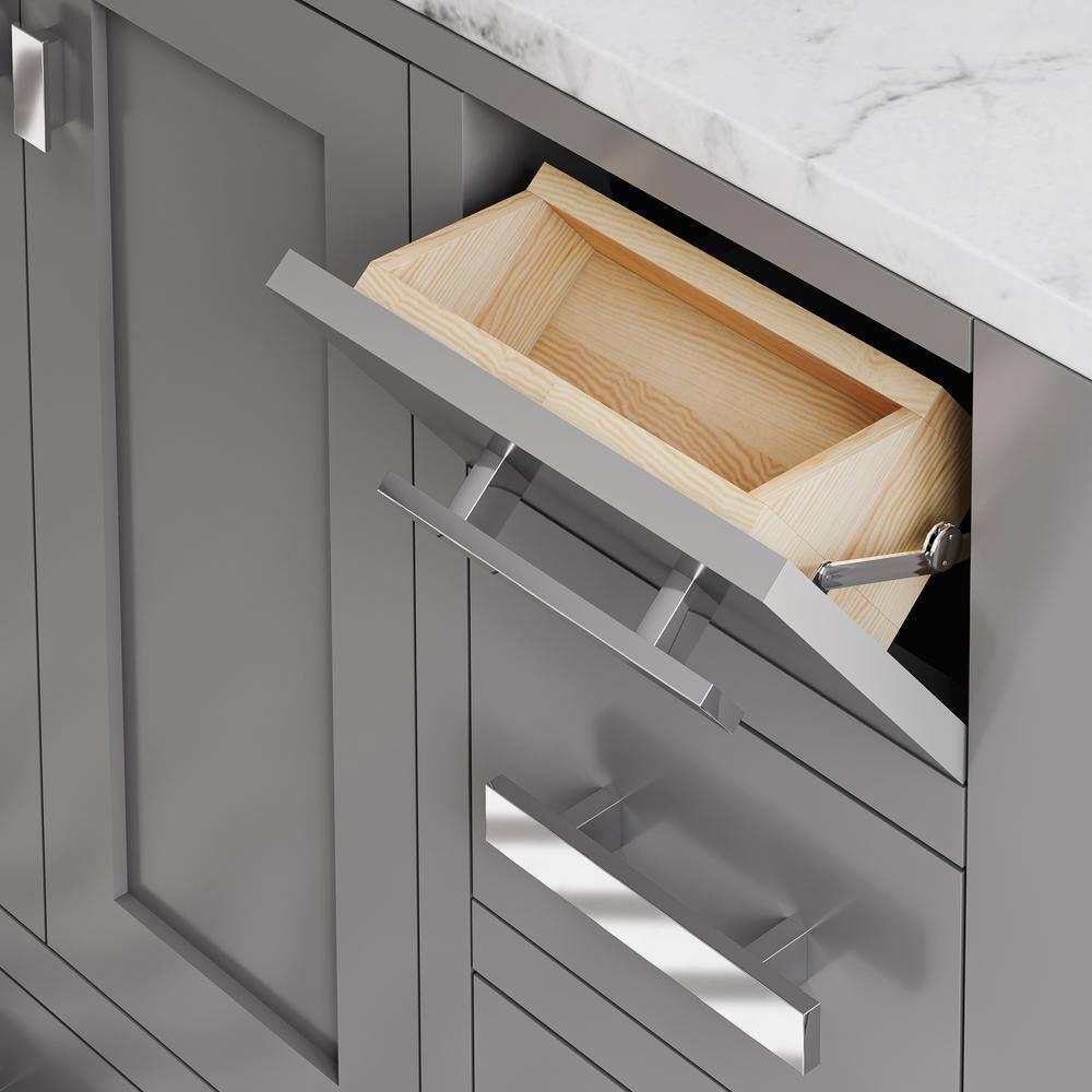 Madison 36 in. W x 21.5 in. D x 34 in. H Single Sink Bath Vanity in Cashmere Grey with Carrara White Marble Top