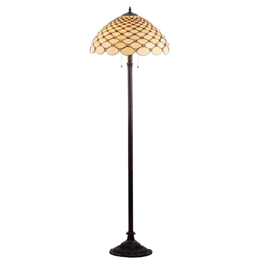 JONATHAN Y JYL8009A Lee Tiffany-Style 62" LED Floor Lamp, Traditional, Art Nouveau Style for Office, Living Room, Family Room, Dining, Bedroom, Hallway, Foyer, Bronze