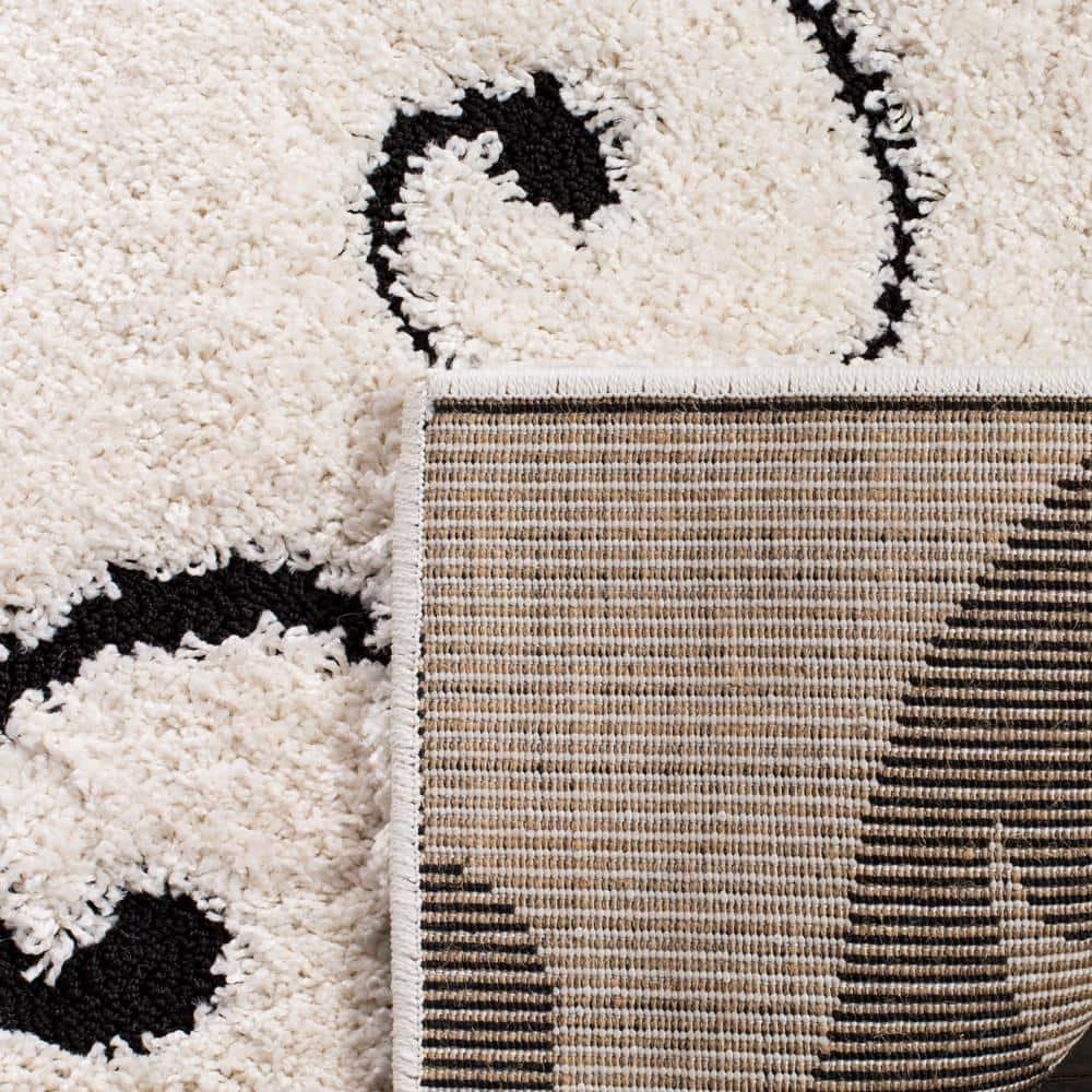Florida Shag SG455 Power Loomed Area Rug - Ivory/Black - 5'x5' - Safavieh.