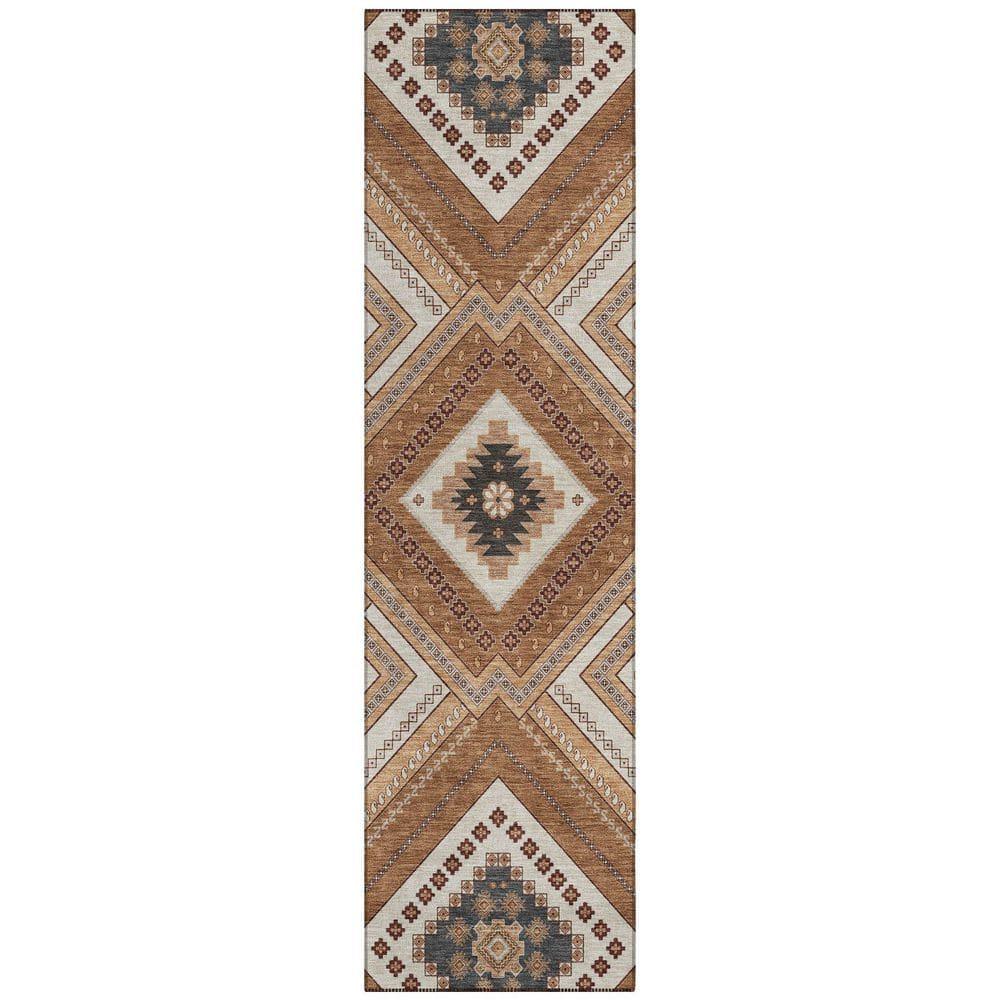 Machine Washable Indoor/Outdoor Chayden ACN1010 Copper 8' x 8' Round Rug