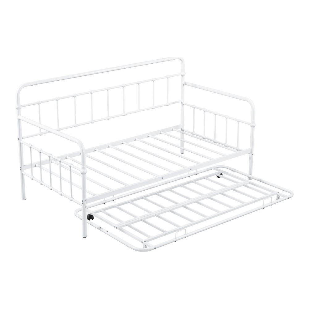 Furniture of America Choste Metal 2-Piece Twin Daybed with Trundle Set up to 200 lbs, White