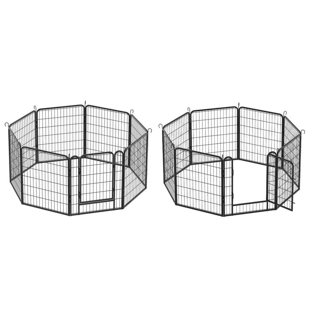 16 Panels Pet Exercise Play Pen with Door,31.7"H,Heavy Duty Metal black Playpen,Dog Playpen for Outdoor, Indoor