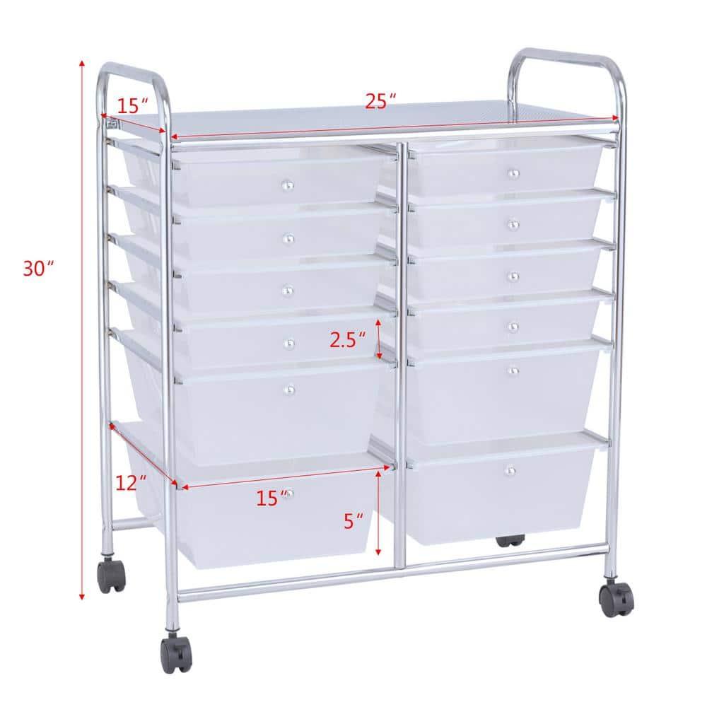Canddidliike 12 Storage Drawer Organizer Bins Rolling Cart, Craft Storage, Multipurpose Organizer Cart for Home, Office, School