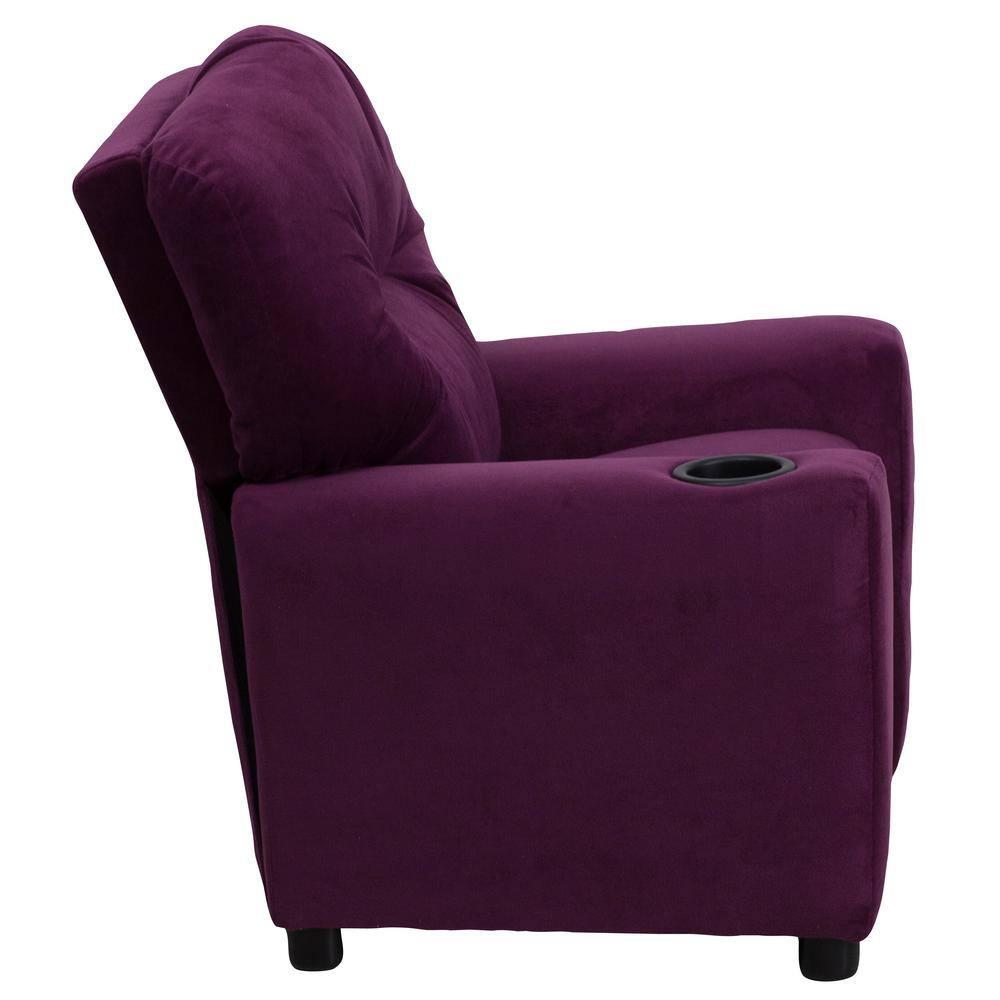Flash Furniture Chandler Contemporary Purple Microfiber Kids Recliner with Cup Holder