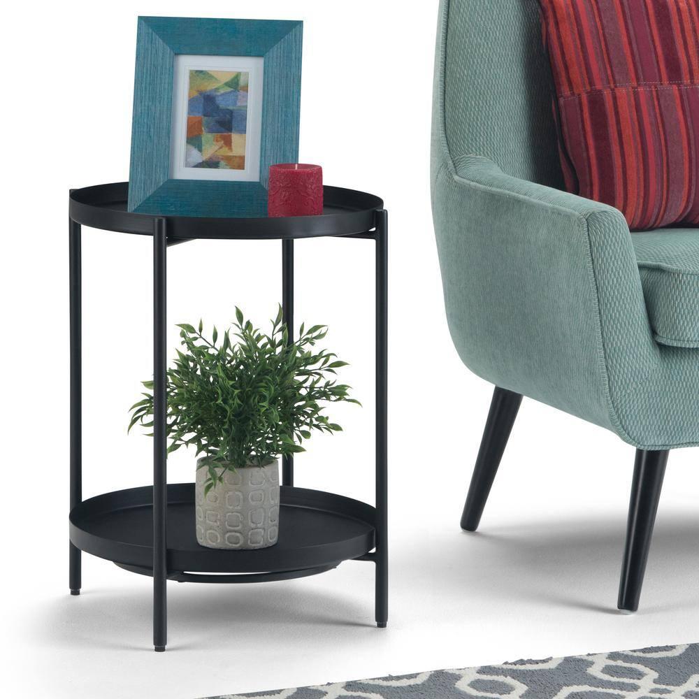 Simpli Home Monet Industrial 17 " Metal Metal End Table in Black