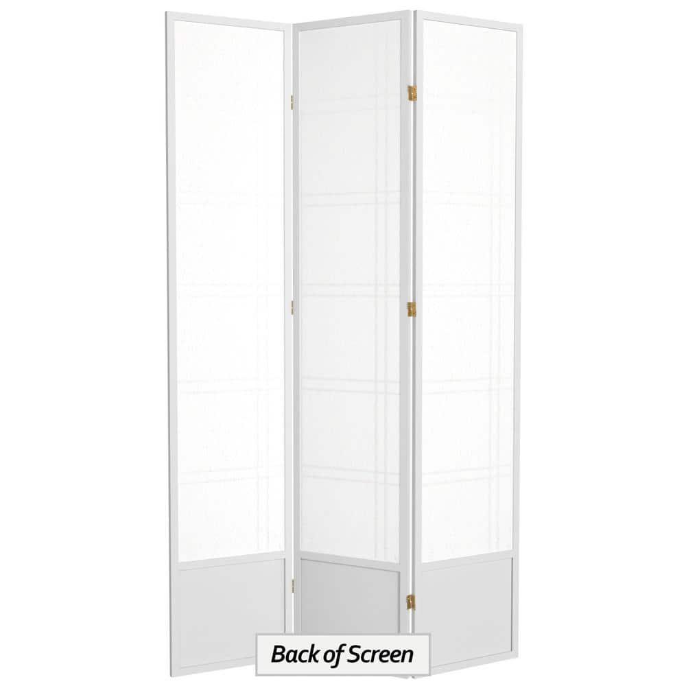 Oriental Furniture 7 ft. Tall Double Cross Shoji Screen - White - 3 Panel