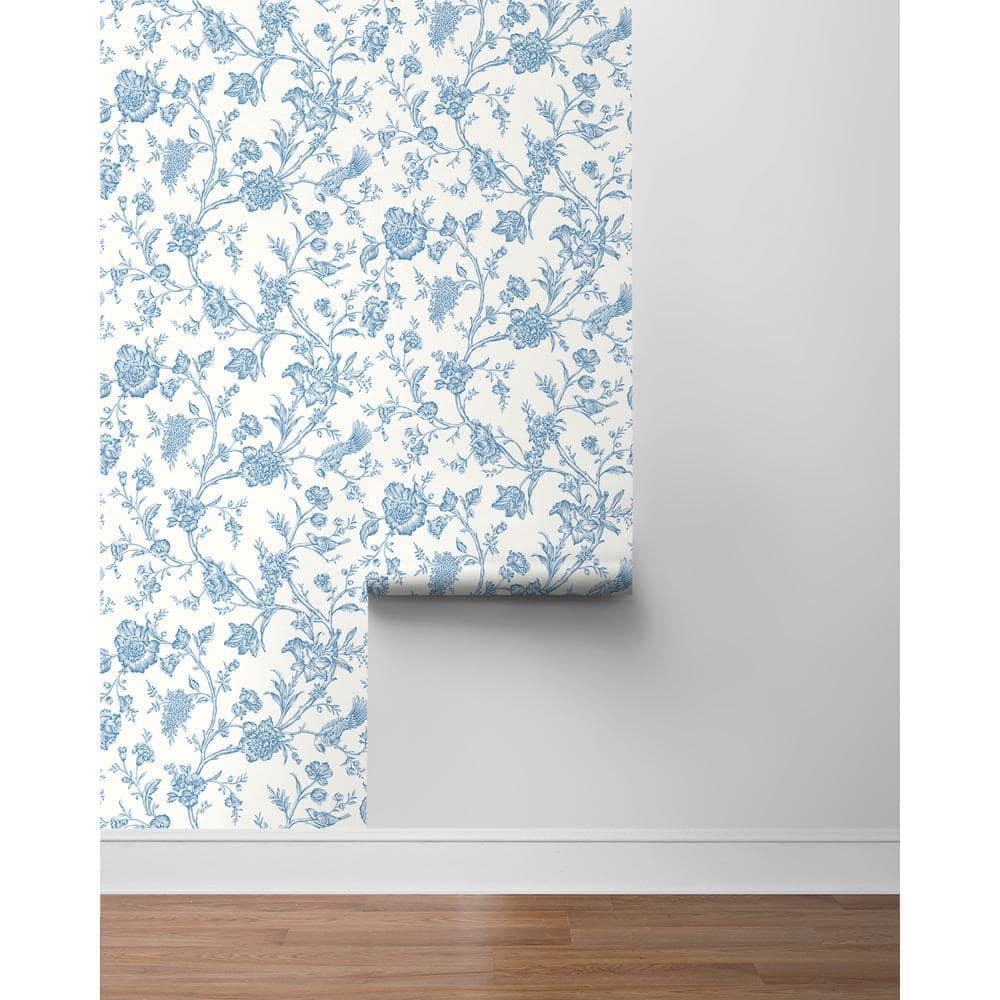 NextWall Carolina Blue Jasmine Chinoiserie Peel and Stick Wallpaper