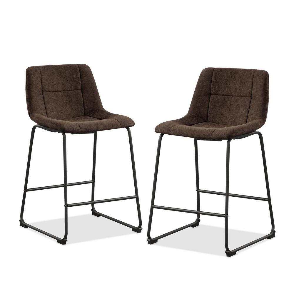 Furniture of America Perri Modern Chenille Counter Height Dining Chairs, Brown (Set of 2)