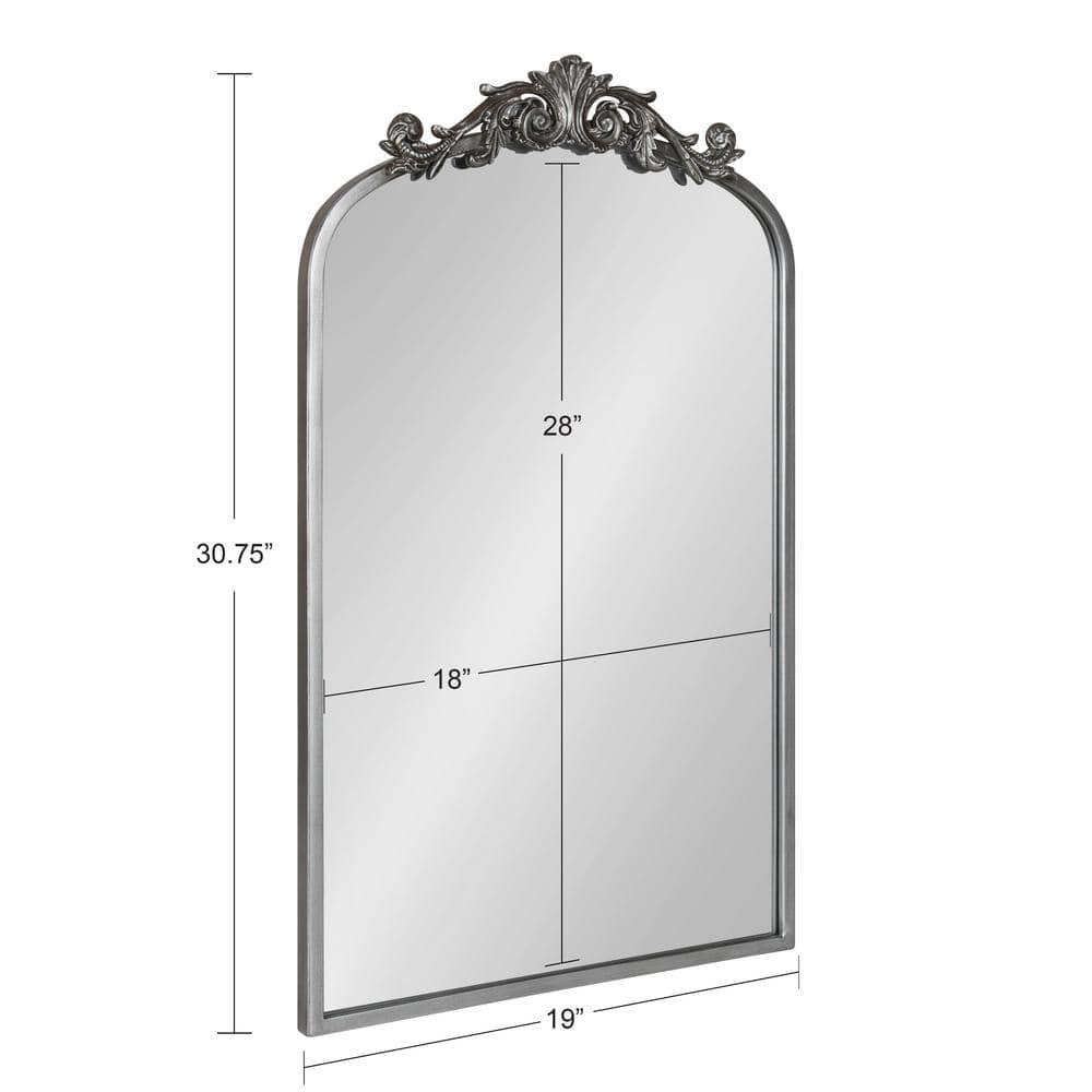 19" x 31" Arendahl Traditional Arch Decorative Wall Mirror Silver - Kate & Laurel: Metal Frame, Baroque Inspired, Easy to Hang