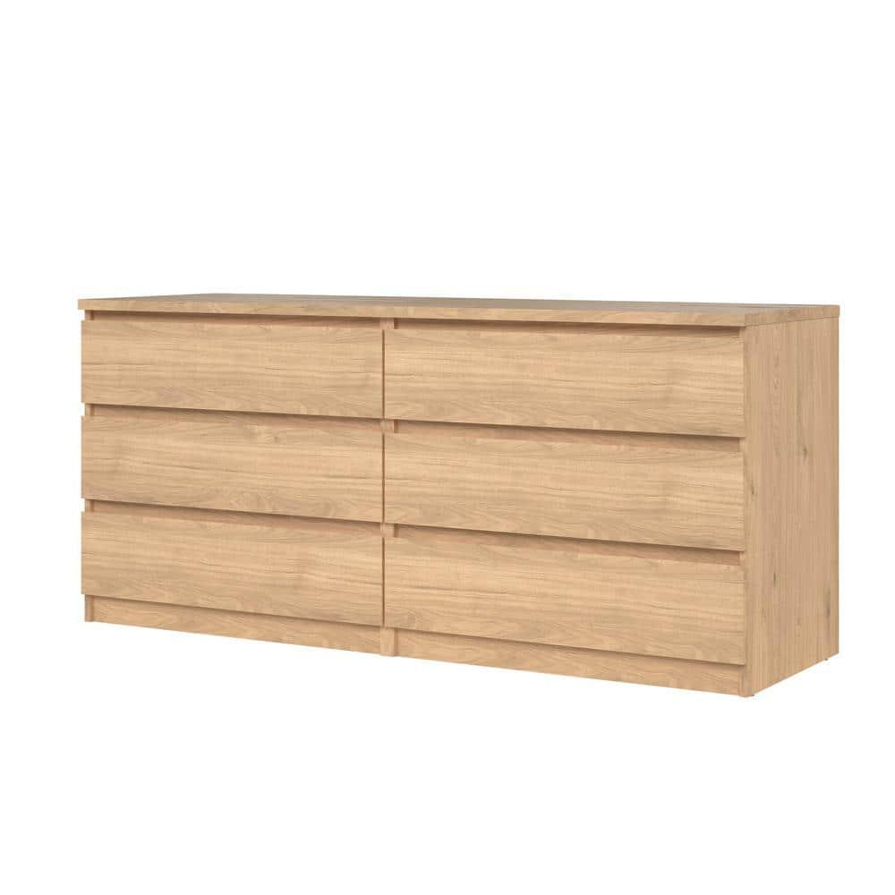 Tvilum Scottsdale 6 Drawer Double Dresser, Jackson Hickory