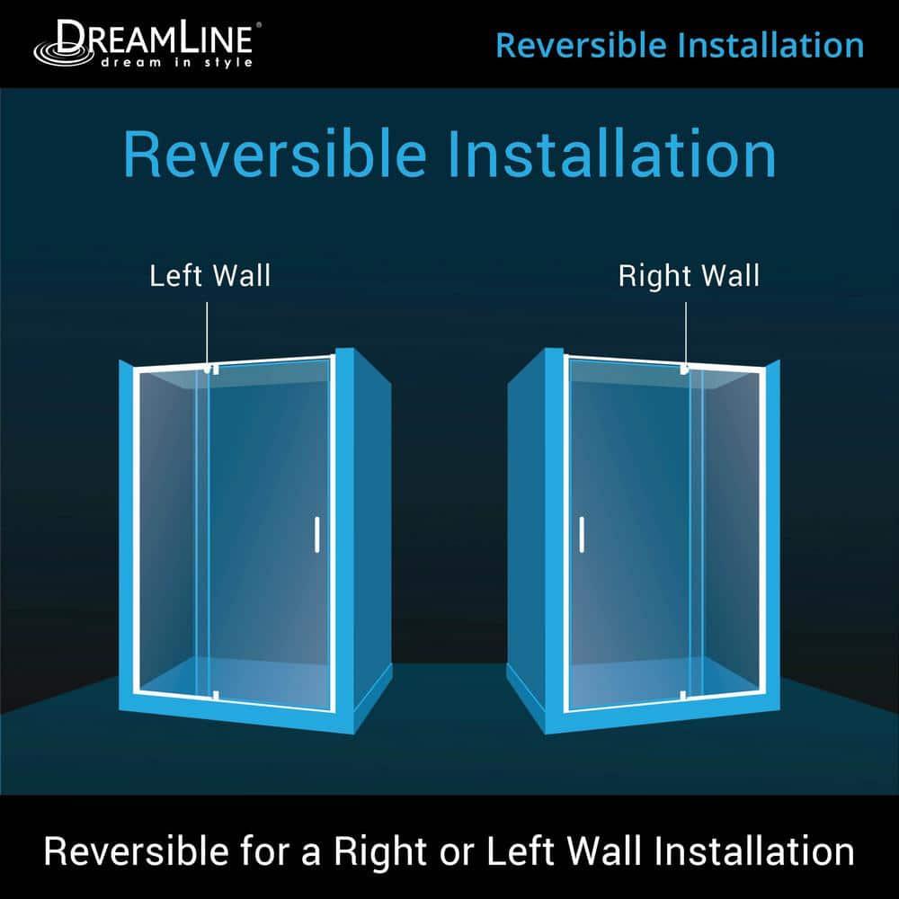 Flex 60" W x 30" D x 74.75" H Semi-Frameless Rectangle Pivot Shower Enclosure with Base Included