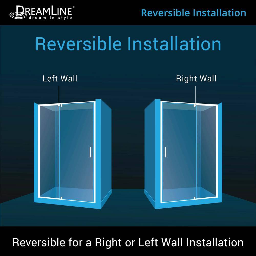 Flex 60" W x 30" D x 74.75" H Semi-Frameless Rectangle Pivot Shower Enclosure with Base Included