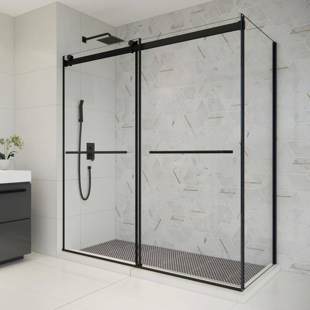 Belizzi 68" W x 76" H By Pass Frameless Exposed Roller Shower Enclosure with Clear Glass