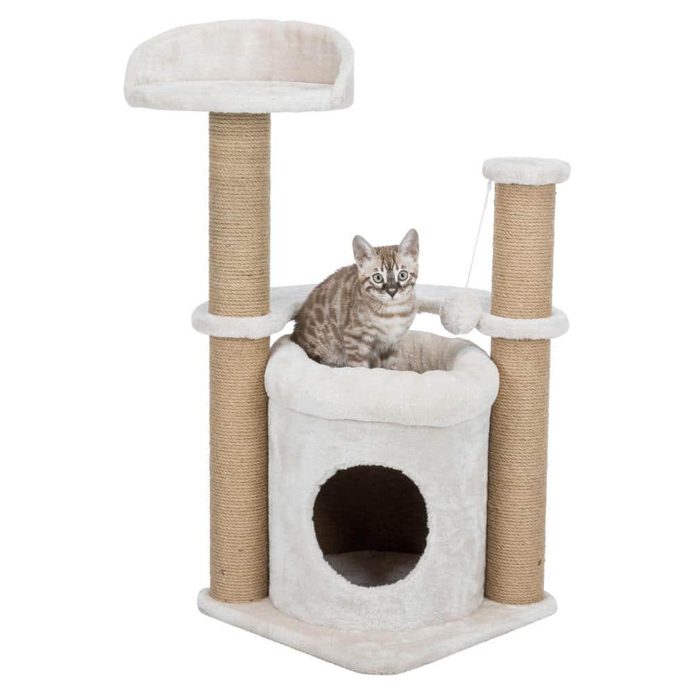 TRIXIE TRIXIE Nayra 32.7" Cat Tree, 3-Level Cat Scratcher, Plush Covered Cat Condo Removable Bed, Platform & Perch