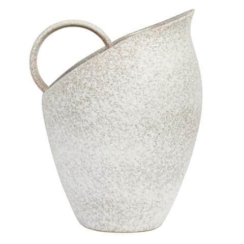 Bloomingville 9 Inches 82-Ounce Textured Stoneware Pitcher in Reactive Glaze, White