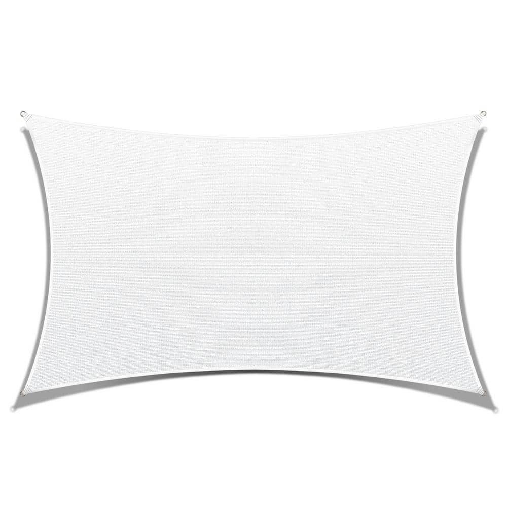 Amgo 12' x 18' White Rectangle Sun Shade Sail Canopy Awning UPF50+ AGTAPR0810, 95% UV Blockage, Water & Air Permeable, Commercial and Residential, 3 Years Warranty (We Make Custom Size)