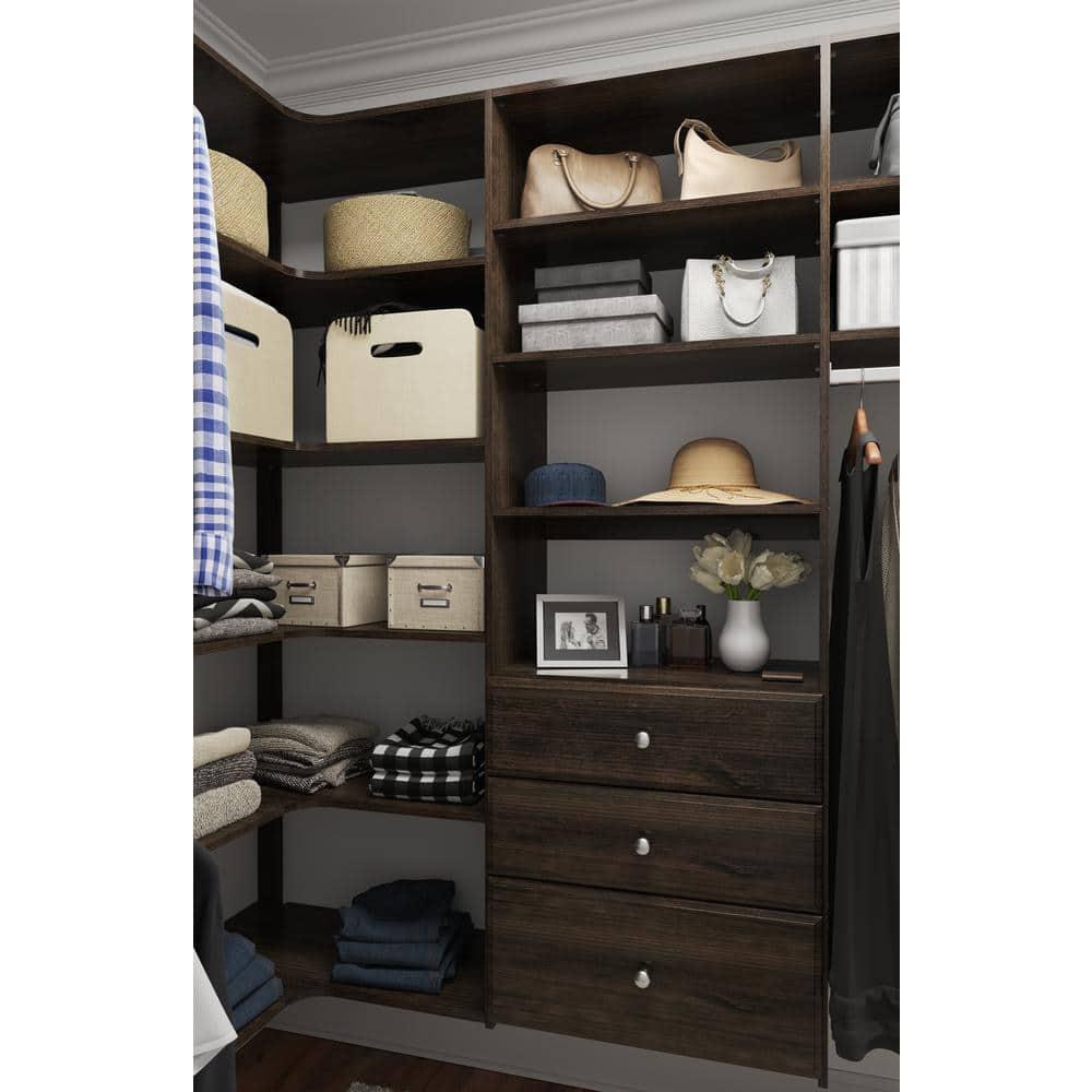Drevy RS1423-TON Wood 24 Inch Organizer Shelf Accessory Compatible with Drevy Closet Systems for Additional Storage, Truffle Brown (2 Pack)