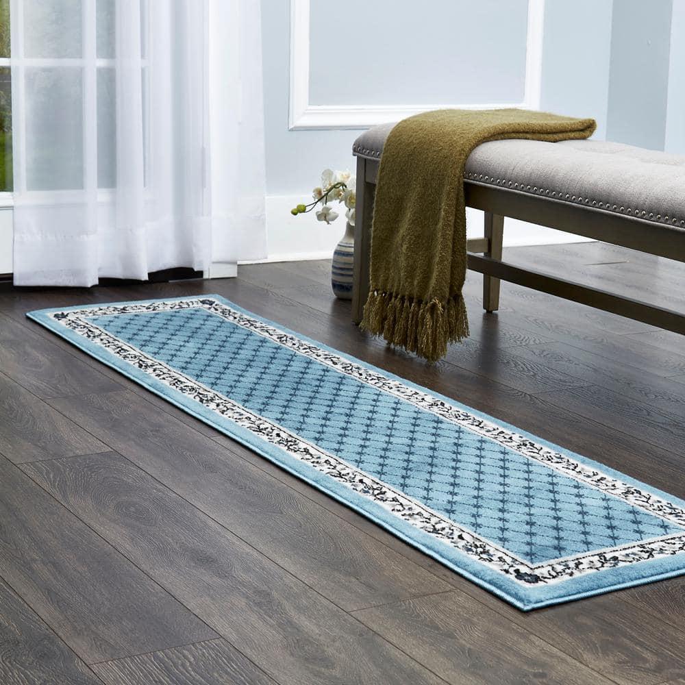 Home Dynamix Premium Aydin Traditional Diamond Floral Runner Area Rug, Blue/Ivory, 1'9"x7'2"