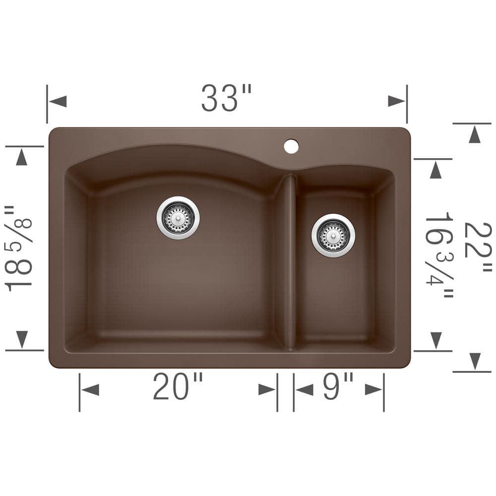 Diamond Silgranit 33" L x 22" W Double Basin Drop-In/Undermount Sink