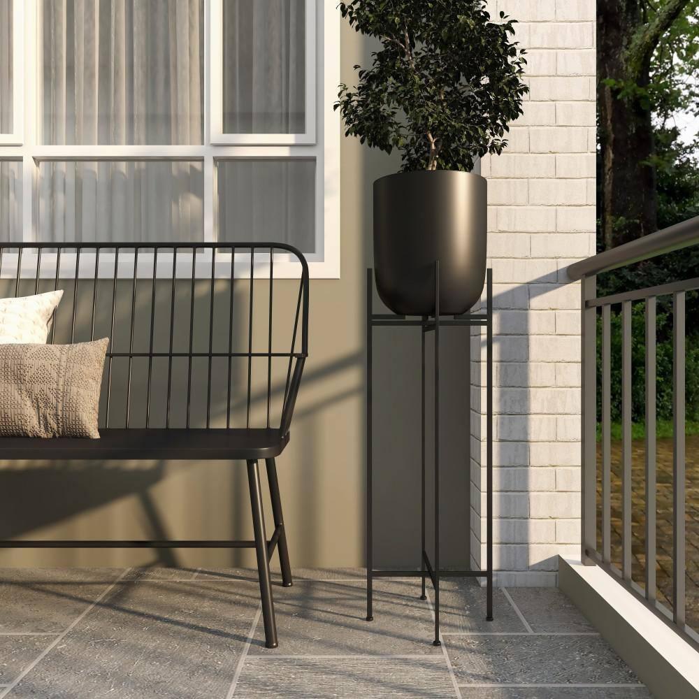 Olivia & May Modern With Stand Iron Planter Pots Black