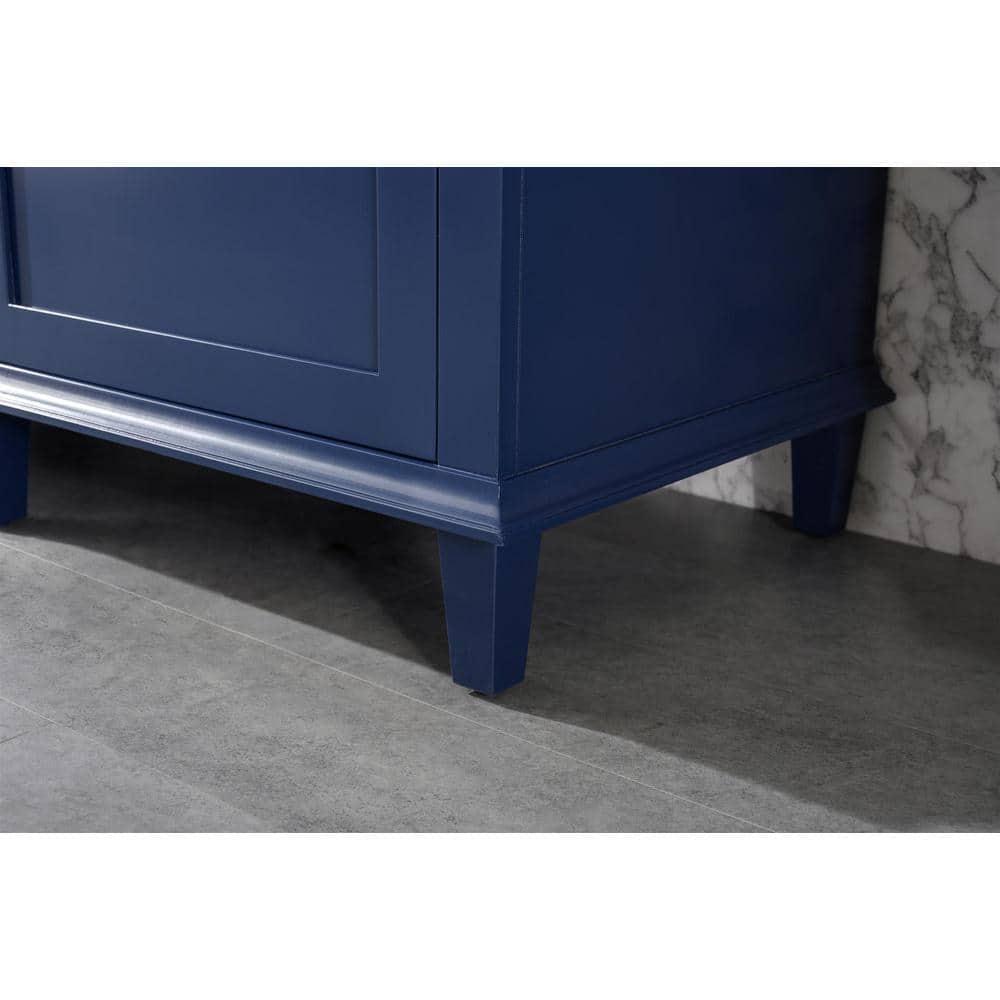 Legion Furniture 3-Drawer Wood & Marble Vanity Cabinet in Blue and White