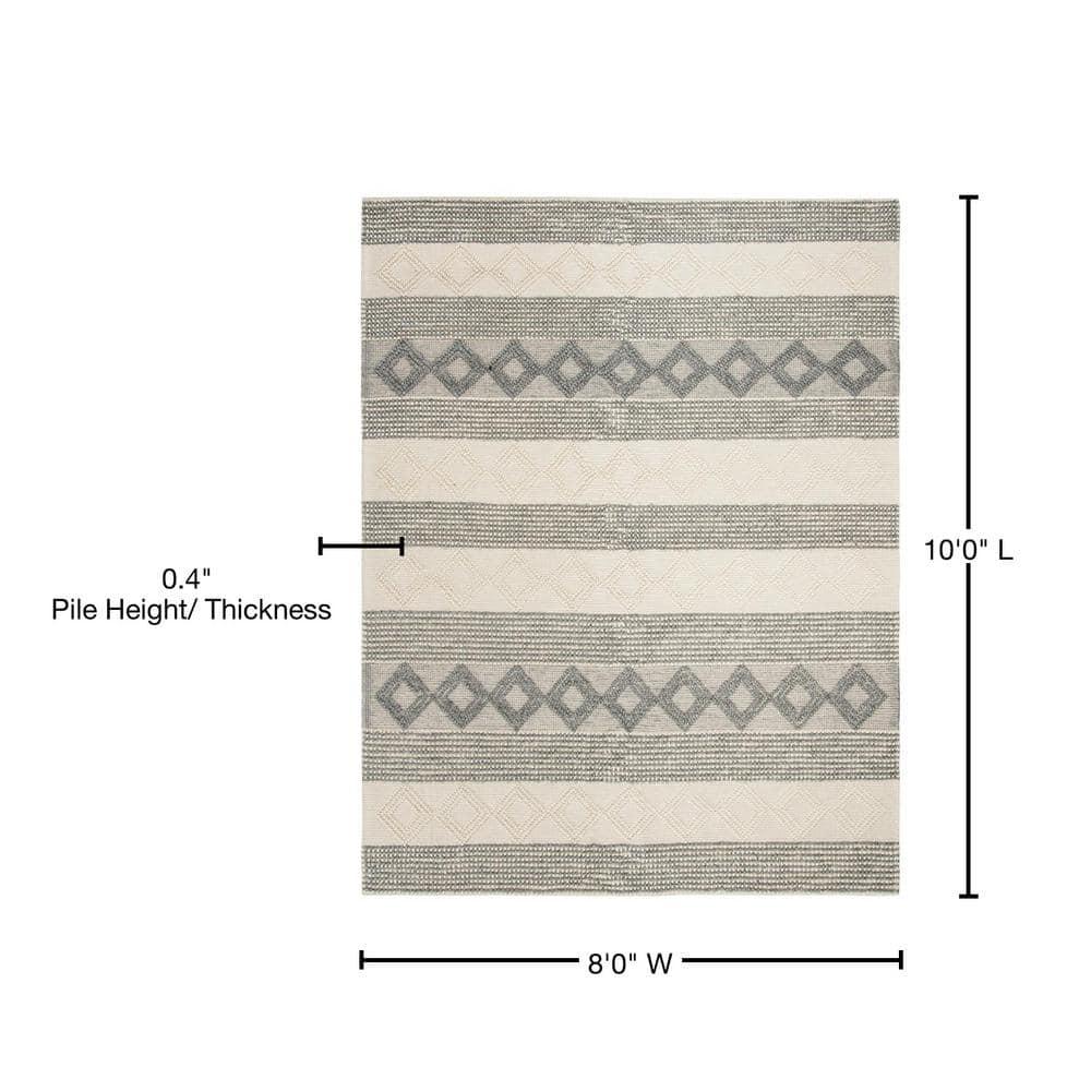 SAFAVIEH Natura Tamsen Geometric Striped Area Rug, Grey/Ivory, 8' x 10'