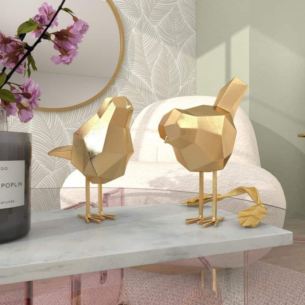 CosmoLiving by Cosmopolitan Polystone Bird Decorative Sculpture with Origami Accents