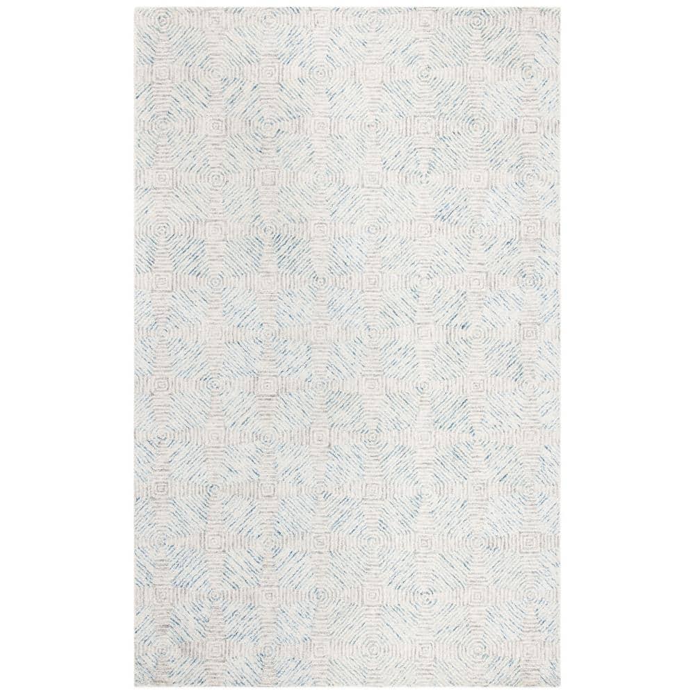 SAFAVIEH Abstract Qendro Geometric Area Rug, Ivory/Light Blue, 4' x 6'