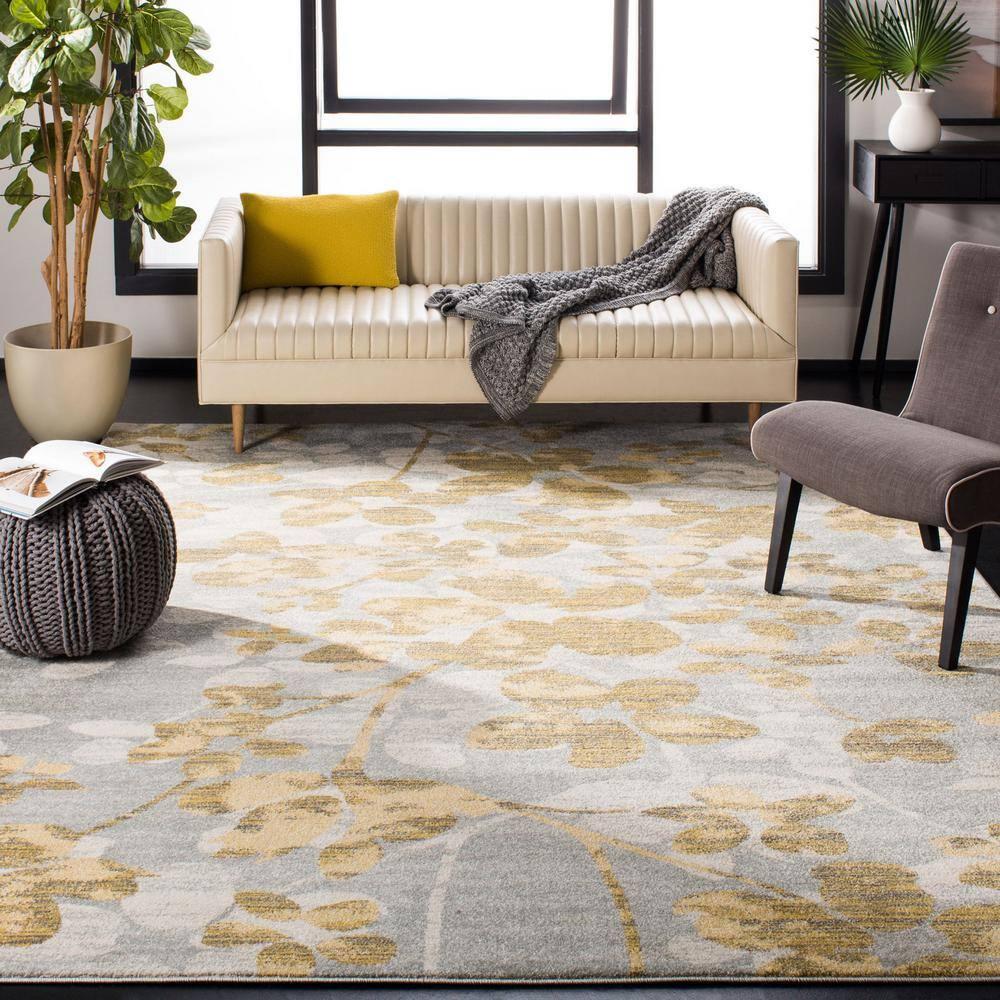 Evoke EVK236 Power Loomed Area Rug - Grey/Gold - 8'x10' - Safavieh.