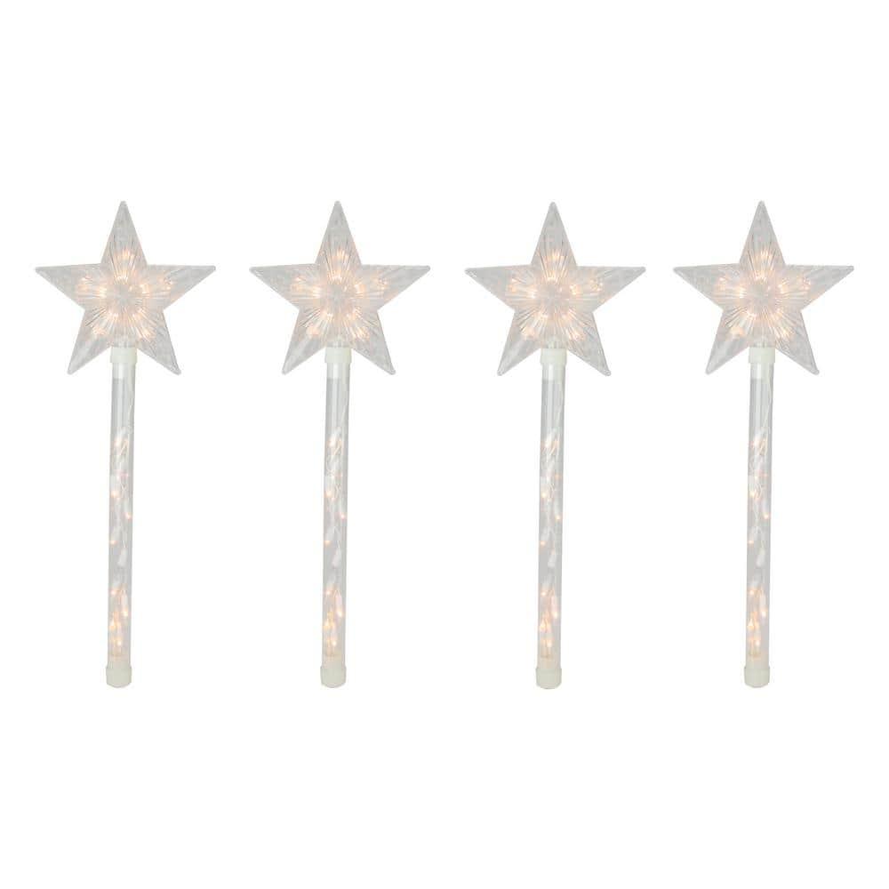 Northlight Lighted Star Christmas Pathway Marker with Lawn Stakes -  5' - Clear Lights - 4ct