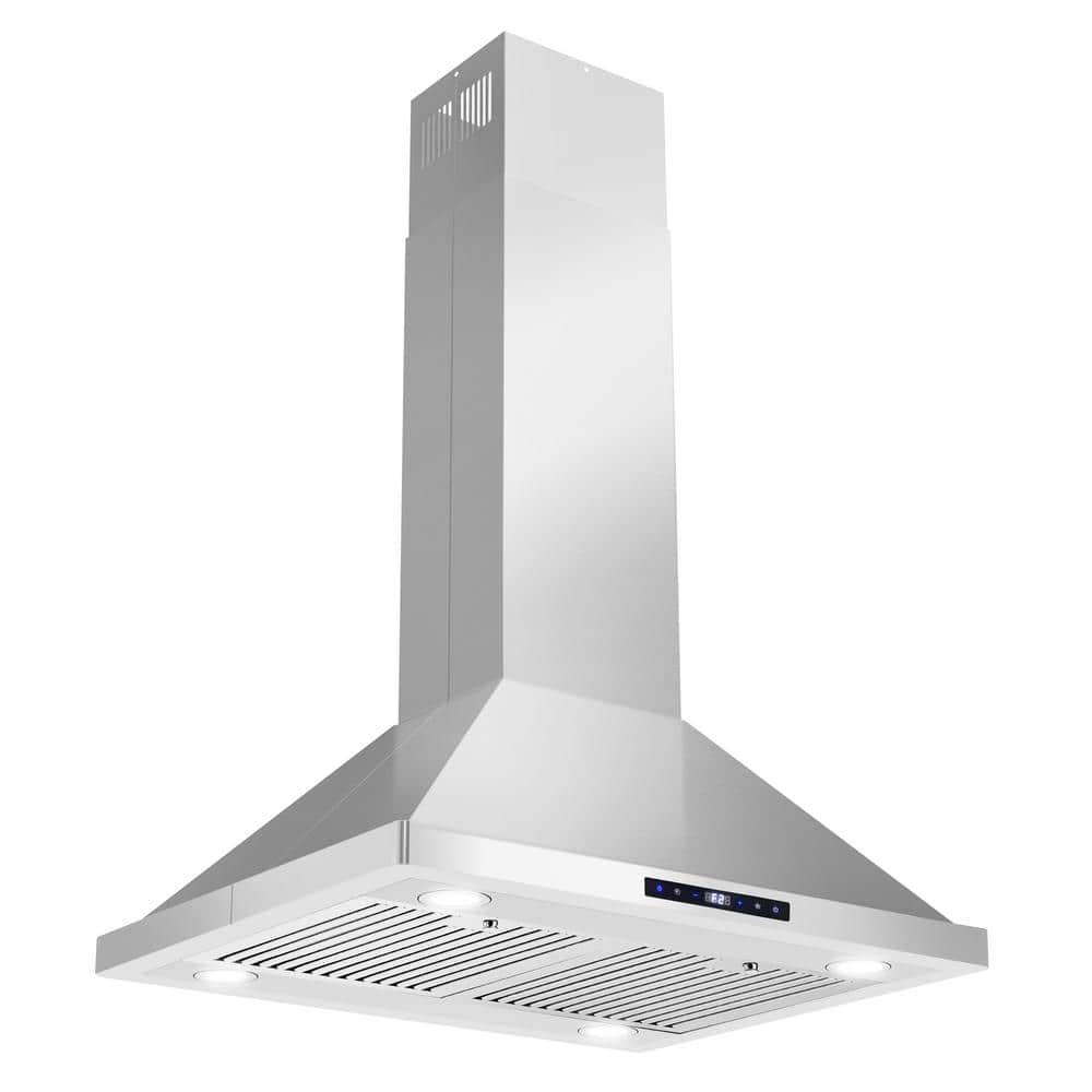 Cosmo 30" 380 CFM Ductless Island Range Hood Kitchen Hood in Stainless Steel