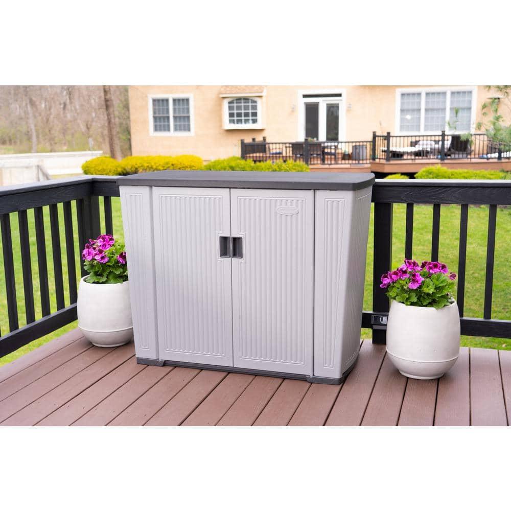 Suncast Backyard Oasis 130 Gallon Outdoor Storage Basic Unit, Dove Gray