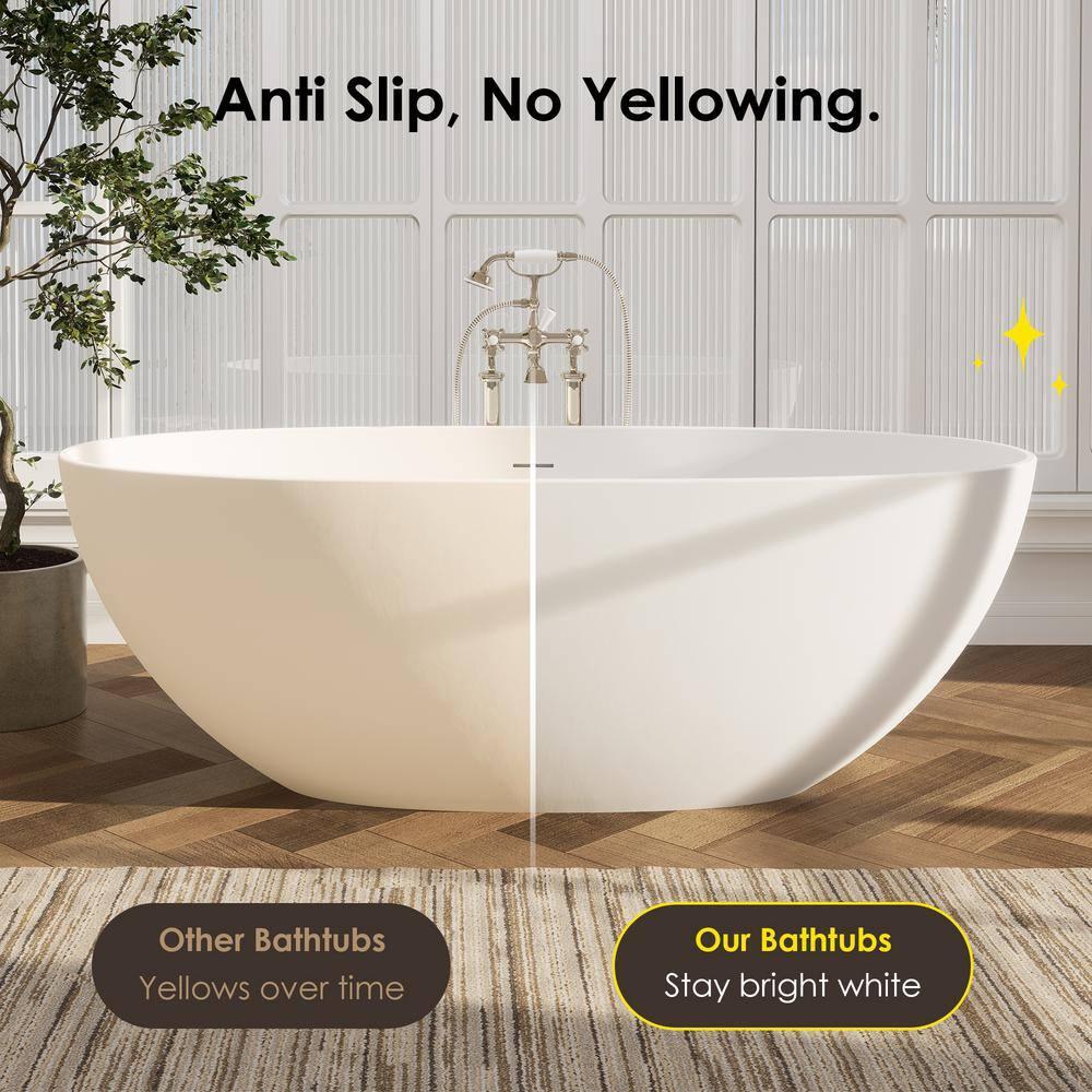 Altair Euston 65'' x 29.9'' Freestanding Soaking Stone Rein Bathtub 53165-BAT-MW