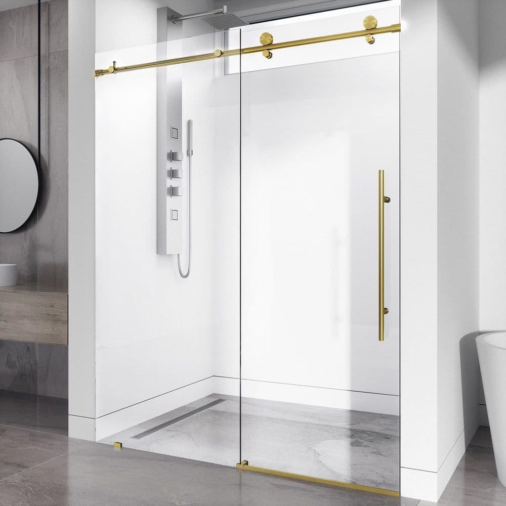 Elan E-Class 68-72" W x 76" H Sliding Frameless Shower Door with 3/8" Clear Glass
