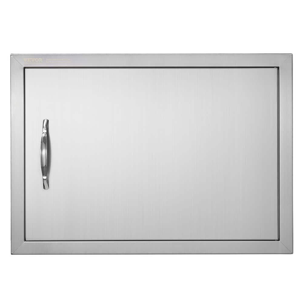 VEVOR BBQ Access Door, 24W x 17H Inch Single Outdoor Kitchen Door, Stainless Steel Flush Mount Door, Wall Vertical Door with Handle, for BBQ Island, Grilling Station, Outside Cabinet