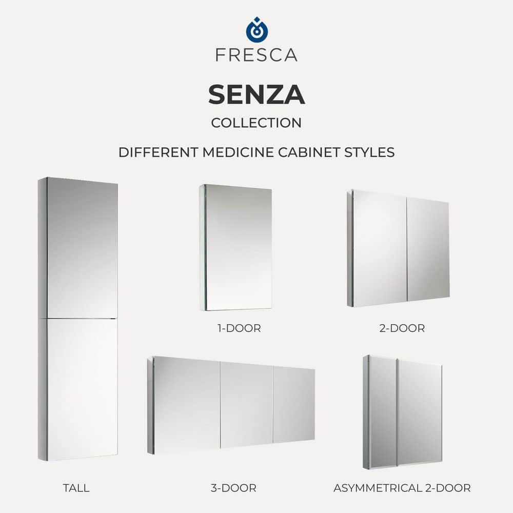 Senza Recessed/Surface Mount Rectangular Frameless Bathroom Medicine Cabinet