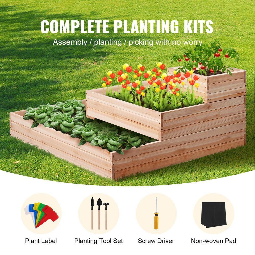 Burlywood Wooden Raised Garden Bed Planter 44.5"x44.5"x20.1"