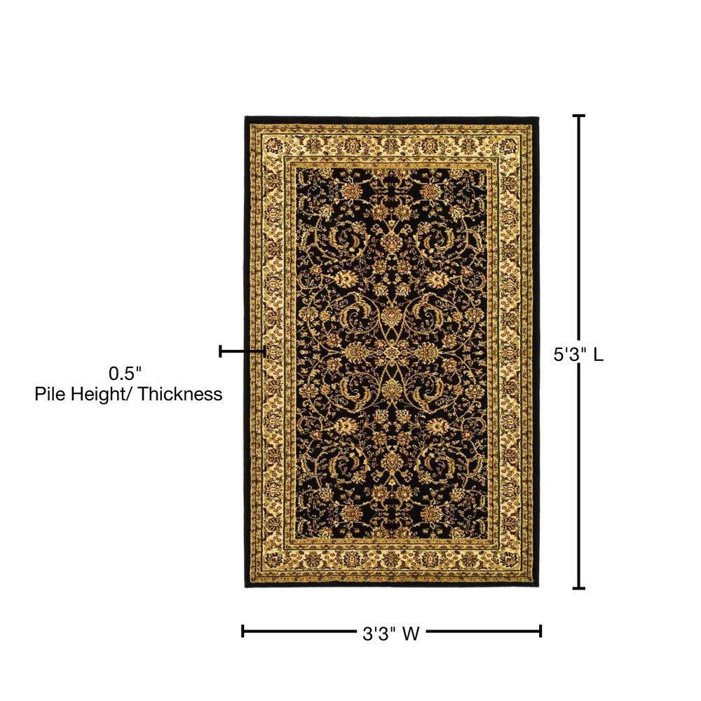 Lyndhurst LNH219 Power Loomed Accent Rug - Black/Ivory - 3'3"x5'3" - Safavieh.